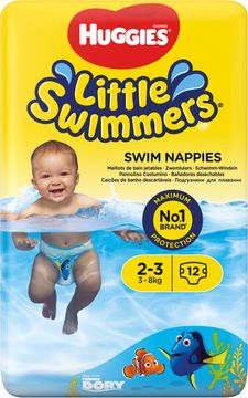 Huggies Plenky do vody Little Swimmers pro novorozence a kojence s váhou 3-8 kg 12 ks