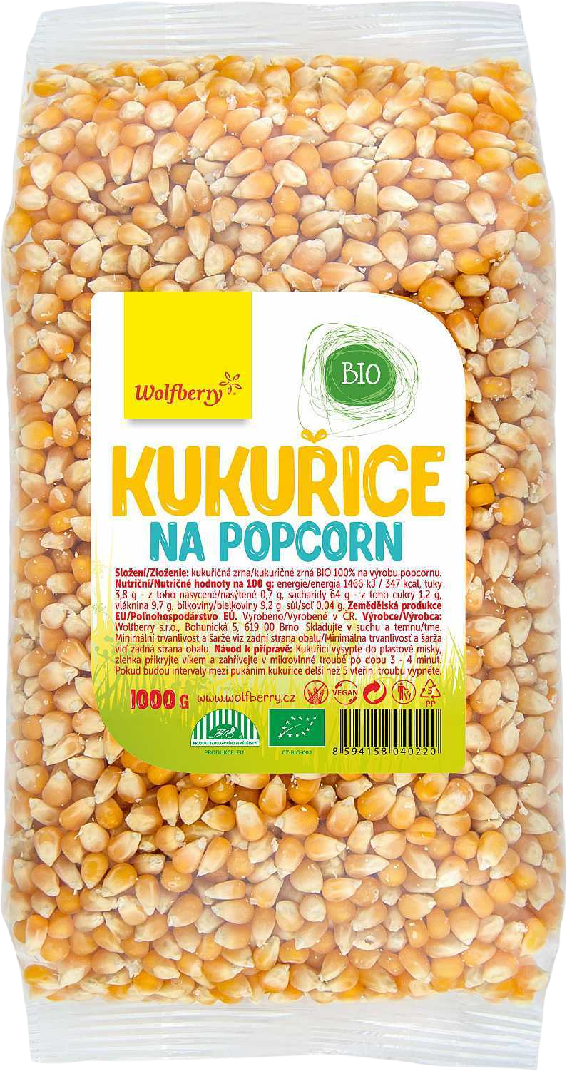 Wolfberry Kukuřice na popcorn BIO 1000 g