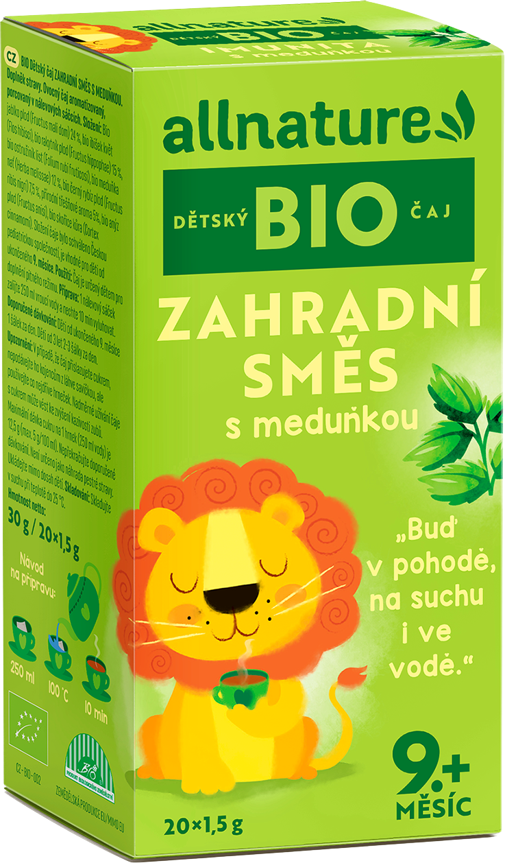 Allnature BIO Dětský čaj Zahradní směs s meduňkou 20 x 1.5 g
