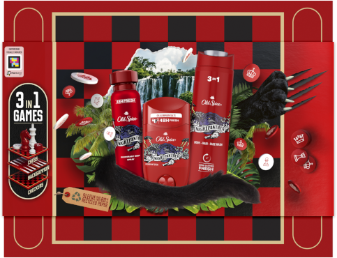 Old Spice Gamebox Night Panther s deodorantem ve spreji 150ml, tuhým deodorantem 50ml a sprchovým gelem 400ml