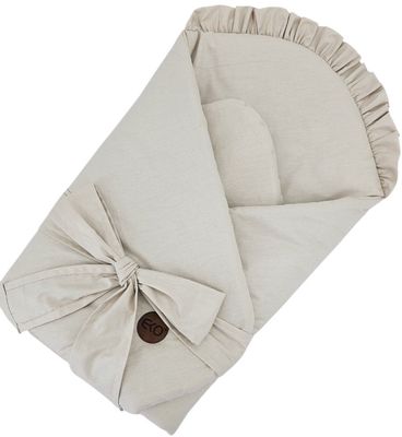 Eko Zavinovačka bavlněná s kokosovou vyjímatelnou vložkou, mašlí a volánkem Light Beige 75 cm