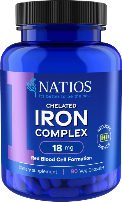 Natios Iron Chelated Complex, Železo bisglycinát, 18 mg 90 kapslí