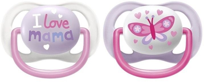 Philips Avent Avent Šidítko Ultra air Text 0-6m dívka 2 ks