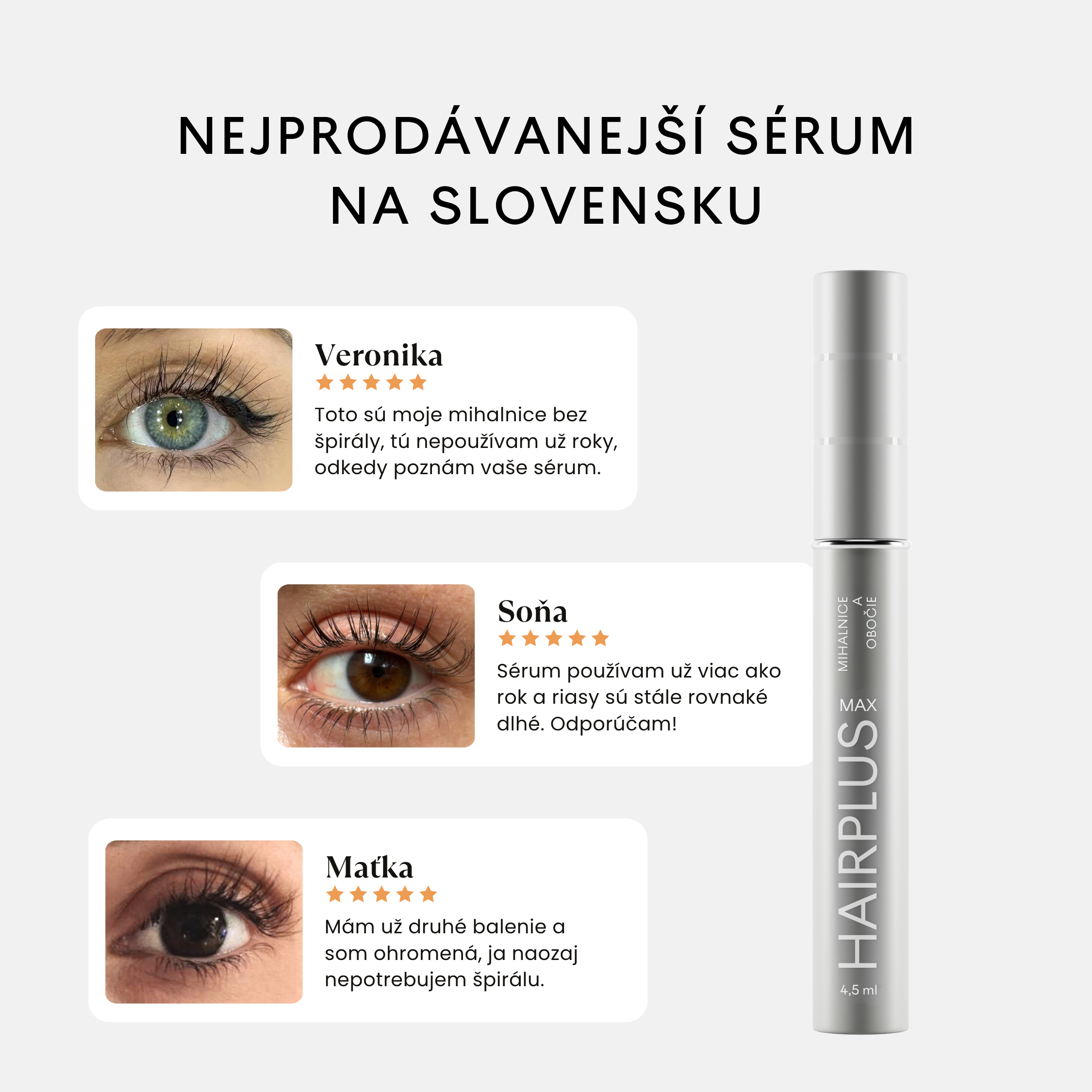 Facederma HAIRPLUS MAX sérum na růst řas a obočí s keratinem 4.5 ml