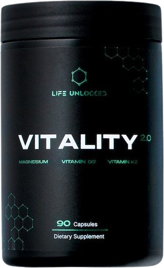 LifeUnlocked VITALITY 2.0 Magnesium + Vitamin D3 + K2, 90 kapslí