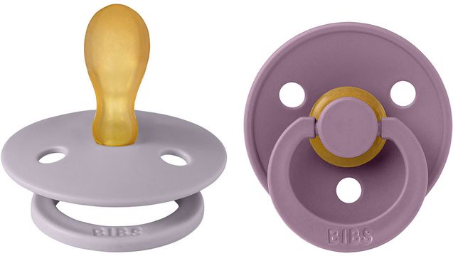 BIBS Colour symetrické dudlíky z přírodního kaučuku velikost 1, Fossil Grey / Mauve 2 ks