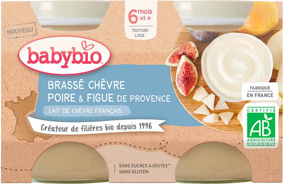 Babybio Brassé z kozího mléka hruška fík 2 x 130 g