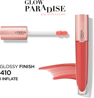 L'Oréal Paris Glow Paradise Balm in Gloss 410 I Inflate rtěnka, 7 ml