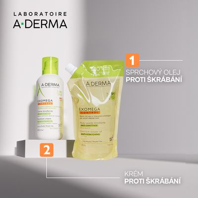 A-Derma Exomega Control zvláčňujíci sprchový olej - recyklovatelná ECO náhradní náplň 500 ml