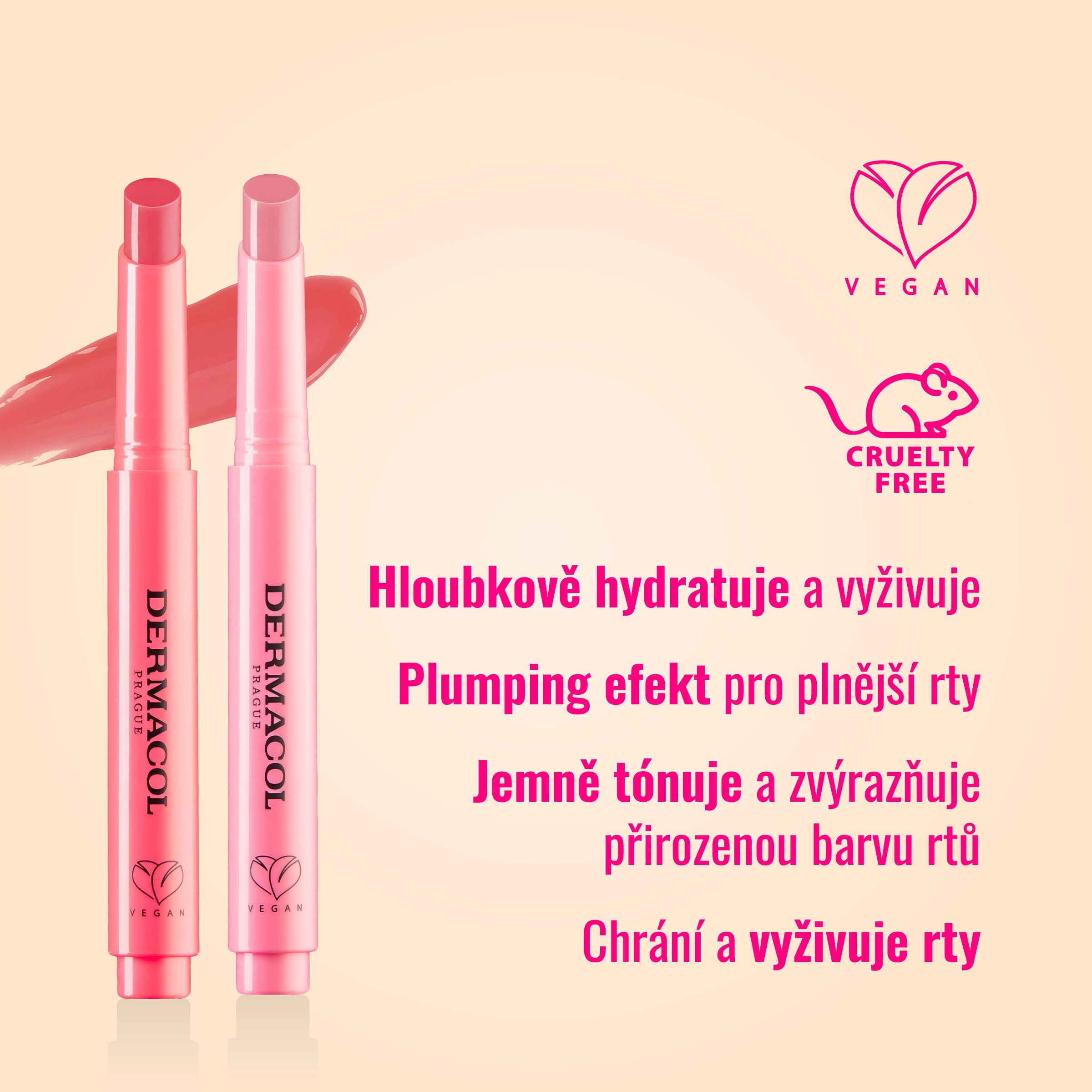 Dermacol Glossy Lip Balm balzám na rty v tyčince 01 vanilla 2.2 g