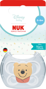 Nuk Dudlík Perfect Match AIR DISNEY Medvídek Pú WHITE 0-6m