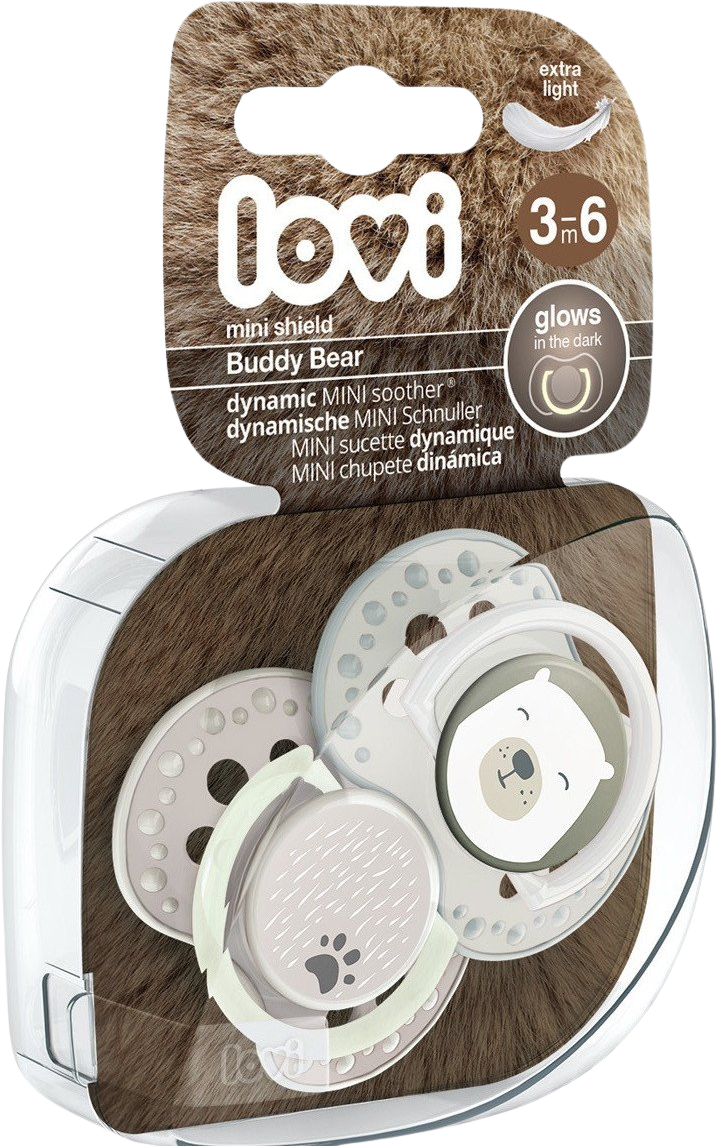 LOVI Dudlík silikonový dynamický Buddy Bear 3-6m 2 ks