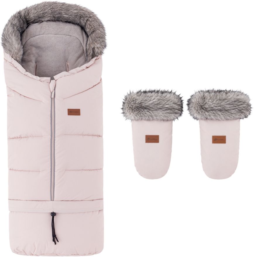 Petite&Mars Set zimní fusak Arctic 4v1 + rukavice na kočárek Fjora Rose Petal