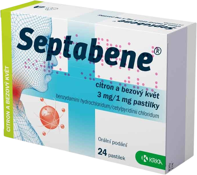 Septabene® 3 mg/1 mg citron a bezový květ 24 pastilek