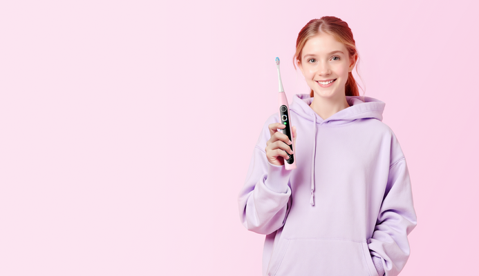 Oclean X Kids Black dětský sonický kartáček, růžový