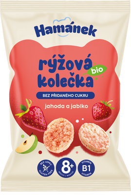 Hamánek BIO Rýžová kolečka Jahoda&Jablko 35 g