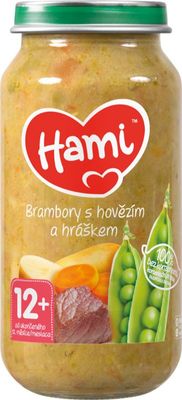 Hami masozeleninový příkrm Brambory s hovězím a hráškem, 12+ 250 g