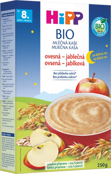 HiPP BIO Kaše mléčná na dobrou noc ovesná/jablková od 8m+, 250 g
