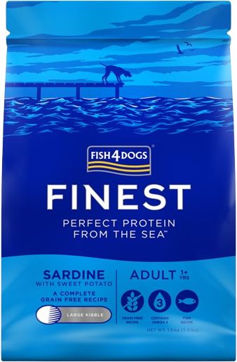 Fish4Dogs Granule velké pro dospělé psy Finest sardinka se sladkými bramborami, 1+ 1.5 kg