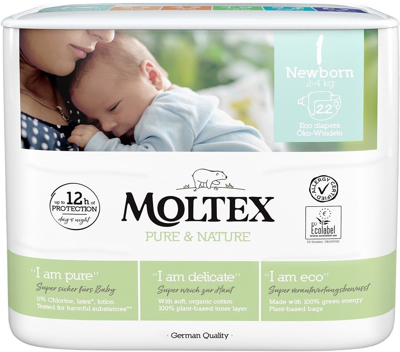 Moltex Dětské plenky Pure & Nature Newborn 2-4 kg 22 ks