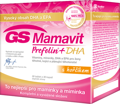 GS Mamavit Prefolin+DHA 30 tablet + 30 kapslí