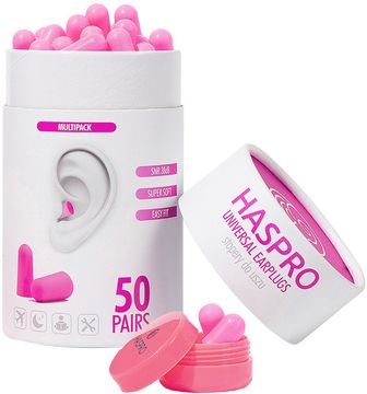 Haspro Tube50 Špunty do uší, růžové 100 ks