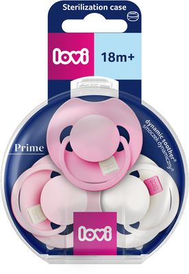 LOVI Dudlík silikonový dynamický PRIME Tutti Frutti 18m+ Peony Pink 3 ks