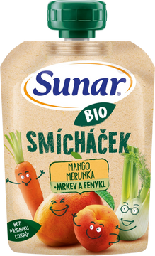 Sunar BIO ovocná kapsička Smícháček mango, mrkev, meruňka a fenykl 100 g