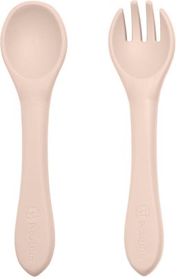 Petite&Mars Set jídelní silikonový TAKE&MATCH talíř + příbor Deset Sand 6m+ 2 ks