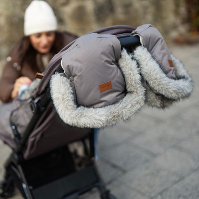 Petite&Mars Set zimní fusak Arctic 4v1 + rukavice na kočárek Furry Old Rose