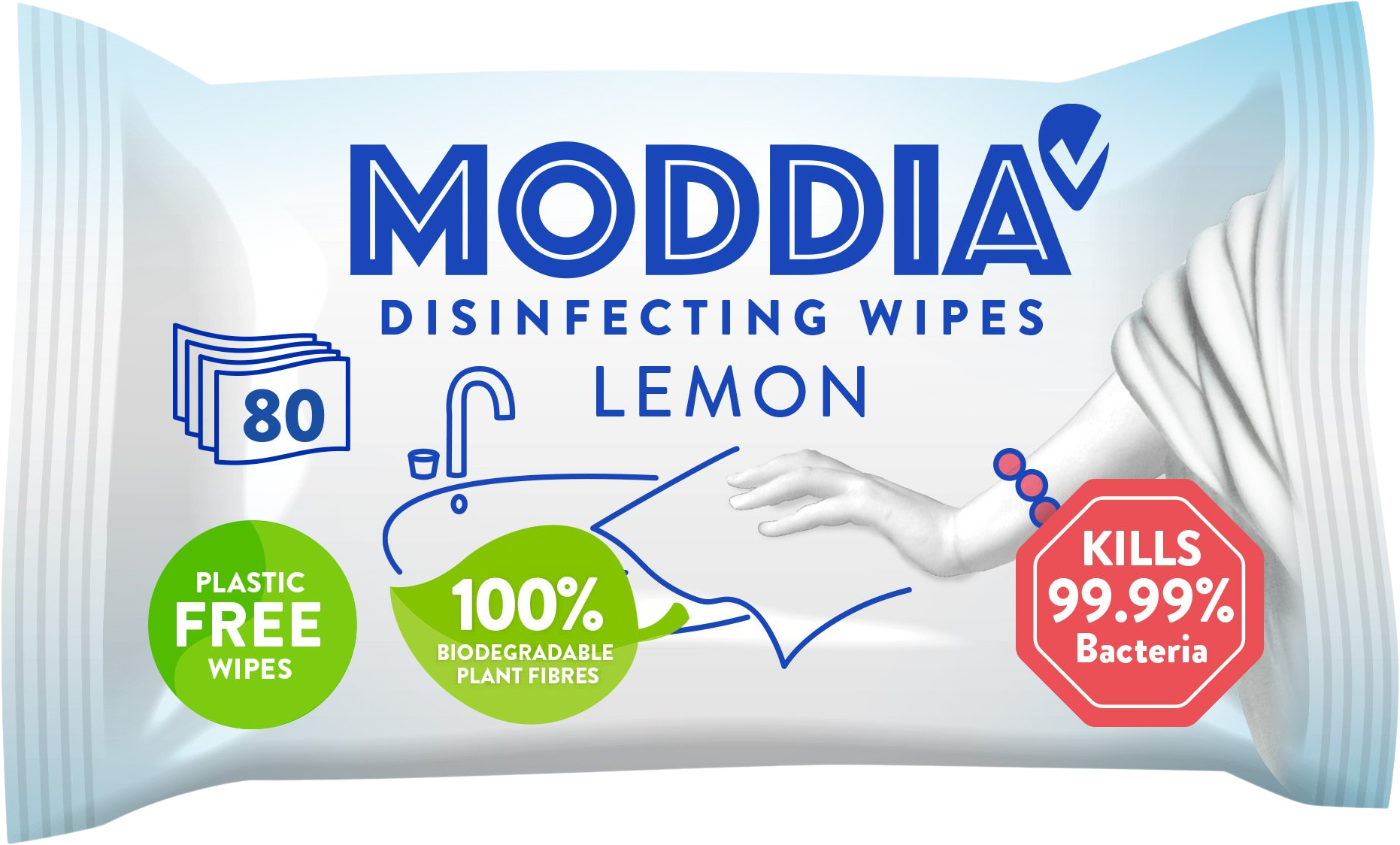 Moddia Dezinfekční ubrousky citron 80 ks