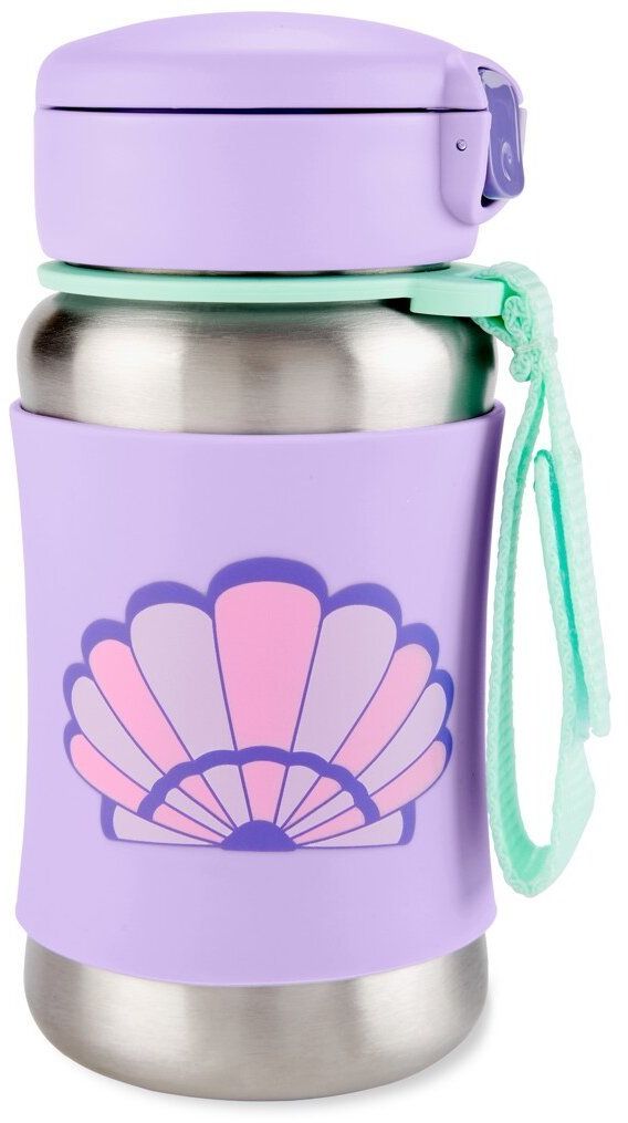 Skip Hop Spark Style Láhev s brčkem na vodu nerez Mušle 12m+ 350 ml