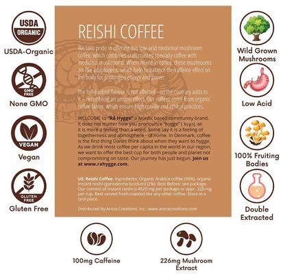 RA Hygge BIO zrnková káva Peru Arabica REISHI 227 g