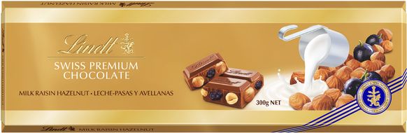 Lindt Gold Tablet Švýcarská mléčná čokoláda s rozinkami 300 g