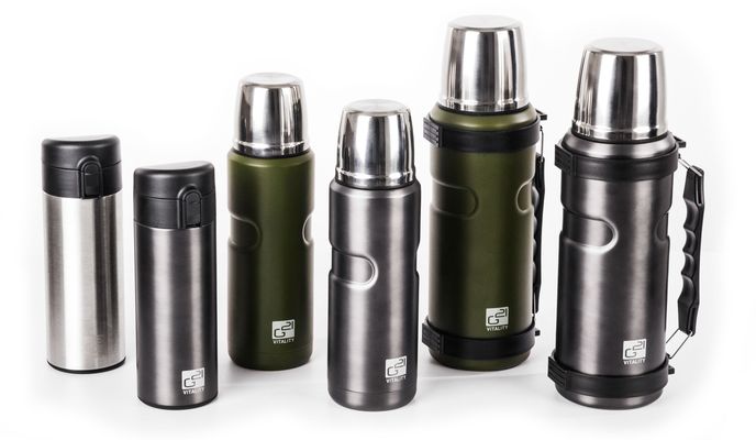 G21 Termoska na pití, ocelově šedá s rukojetí 1000 ml