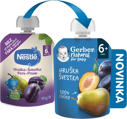 Gerber Natural kapsička hruška a švestka 90 g
