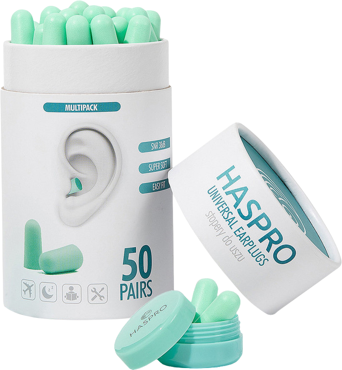 Haspro Tube50 Špunty do uší, mátové 100 ks