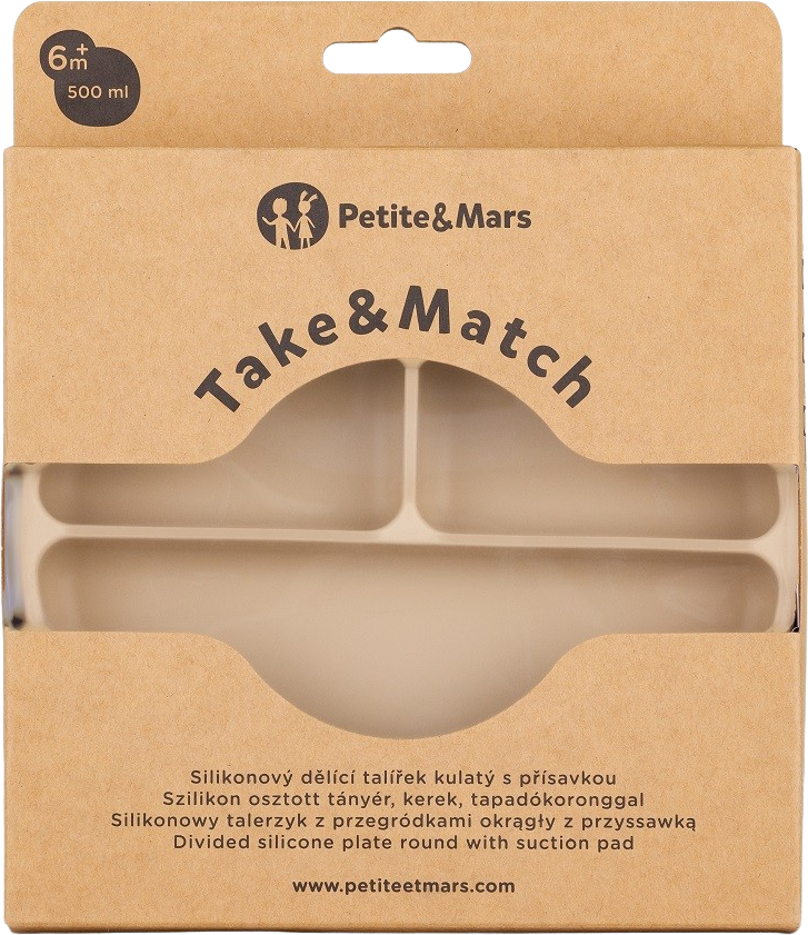 Petite&Mars Talířek silikonový dělící kulatý Take&Match Desert Sand 6m+