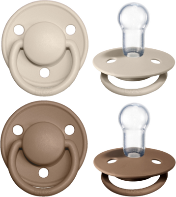 BIBS De Lux Silikonové dudlíky jedna velikost, vanilka/tmavý dub 0-36m 2 ks