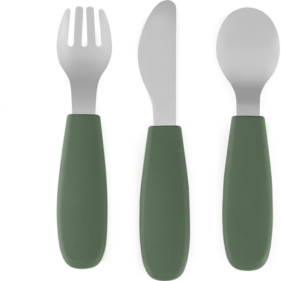 Petite&Mars Sada příborů z nerezové oceli Take&Match Misty Green 12m+