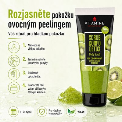 Erboristica Vitamine Detox tělový peeling kiwi a limetka 200 ml