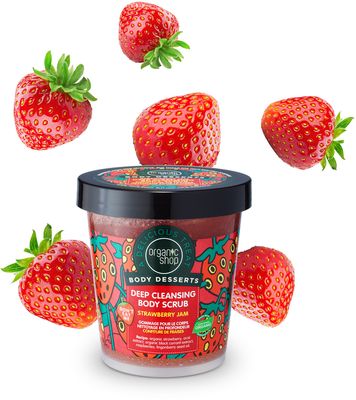 Organic Shop Detoxikační tělový peeling – Jahodový džem 450 ml