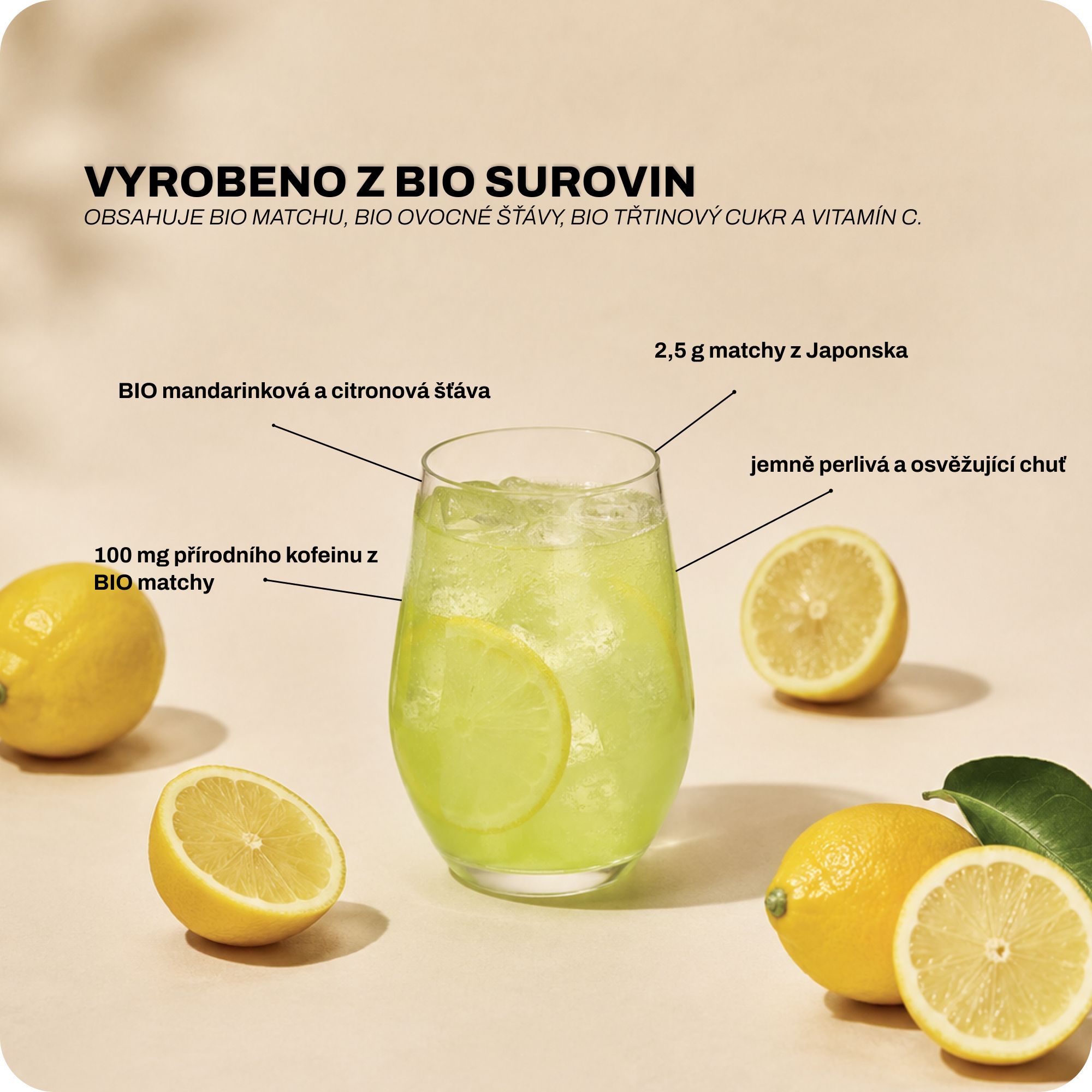 Nutriheads Matcha Lemonade BIO citron a mandarinka 330 ml