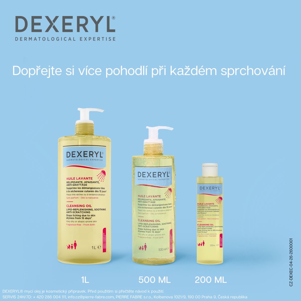 Dexeryl Mycí olej relipidační zklidňující a proti škrábání 1000 ml