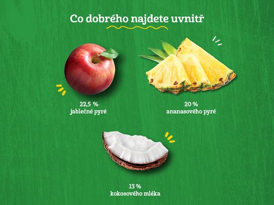 Gerber Organic 100% rostlinný dezert jablko a ananas s kokosovým mlékem kus 4 x 90 g