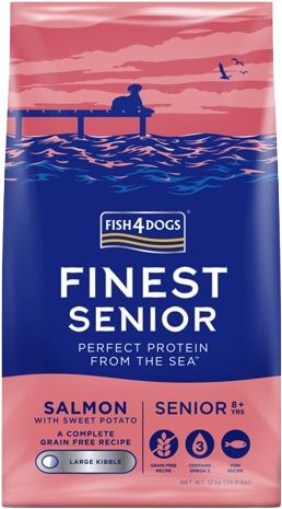 Fish4Dogs Granule velké pro starší psy Finest losos se sladkými bramborami, 8+ 12 kg