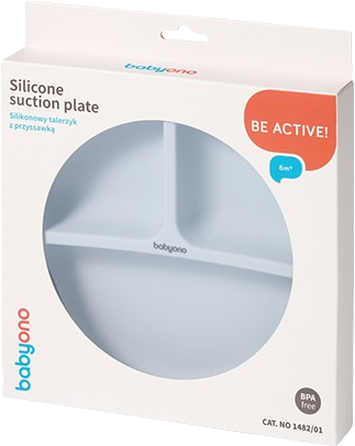BabyOno Talíř silikonový s přísavkou - blue 6m+