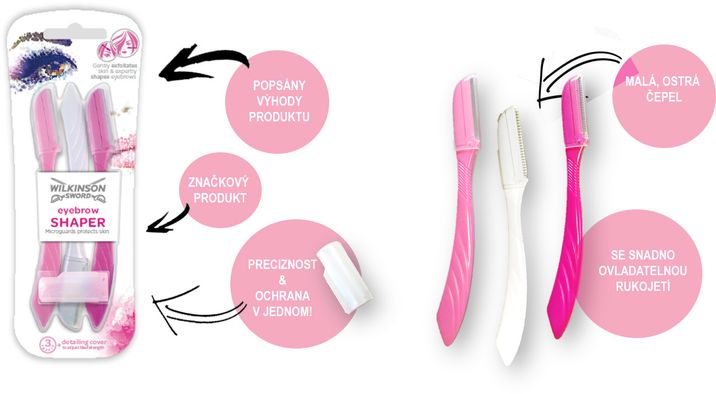 Wilkinson Sword Intuition Perfect Finish Zarovnávač obočí 3 ks