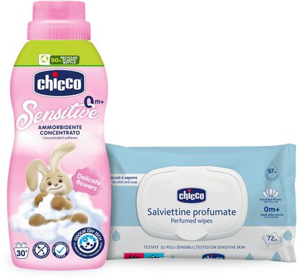 Chicco Aviváž koncentrovaná Baby Sensitive Květinové objetí + vlhčené ubrousky zdarma 750 ml