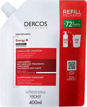 Vichy DERCOS Energy+ Stimulační šampón proti vypadávání vlasů - náhradní náplň 400 ml